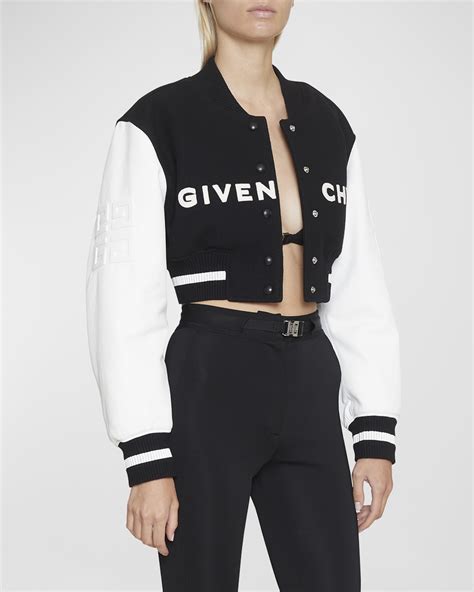 givenchy black varsity jacket|givenchy cropped varsity jacket.